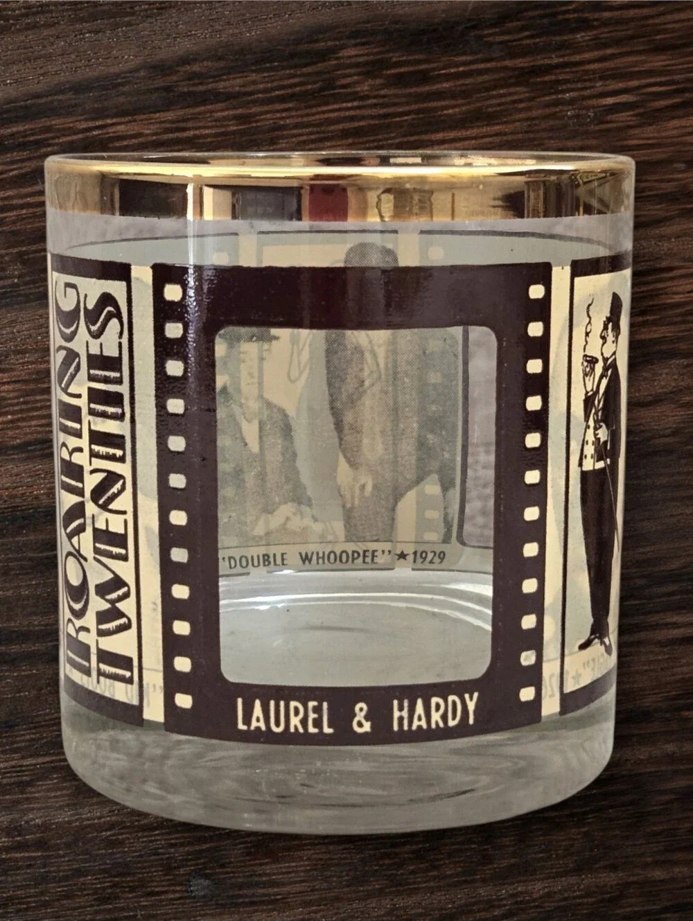Vintage Houze Art Roaring Twenties Peek-a-boo low ball glasses Set of FOUR